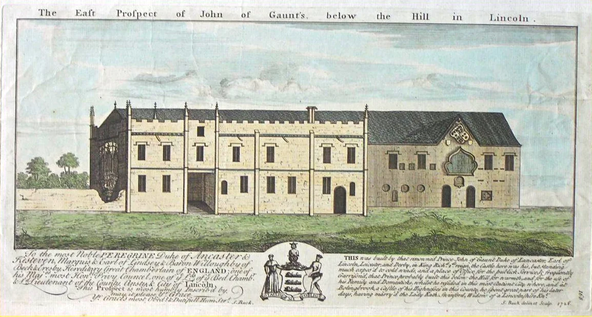 John of Gaunt's Palace, Lincoln by Samuel Buck 1726