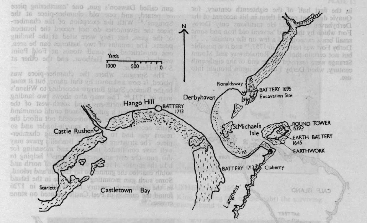 Defensive Forts around the south of the Isle of Man, circa (1760)