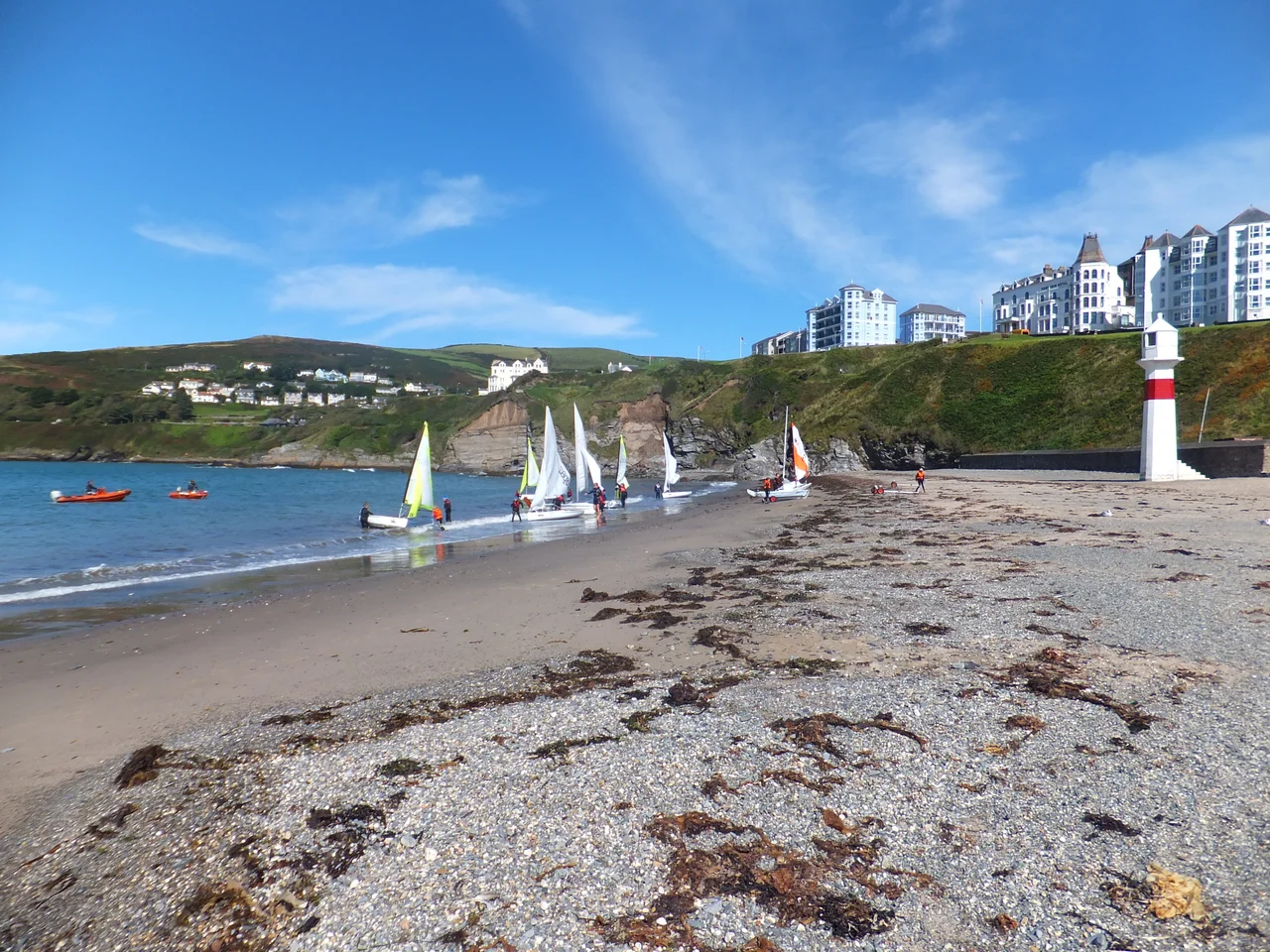 The Cosy Nook cafe on the western end of Port Erin beach. Port Erin, Isle of Man, British Isles, Europe.