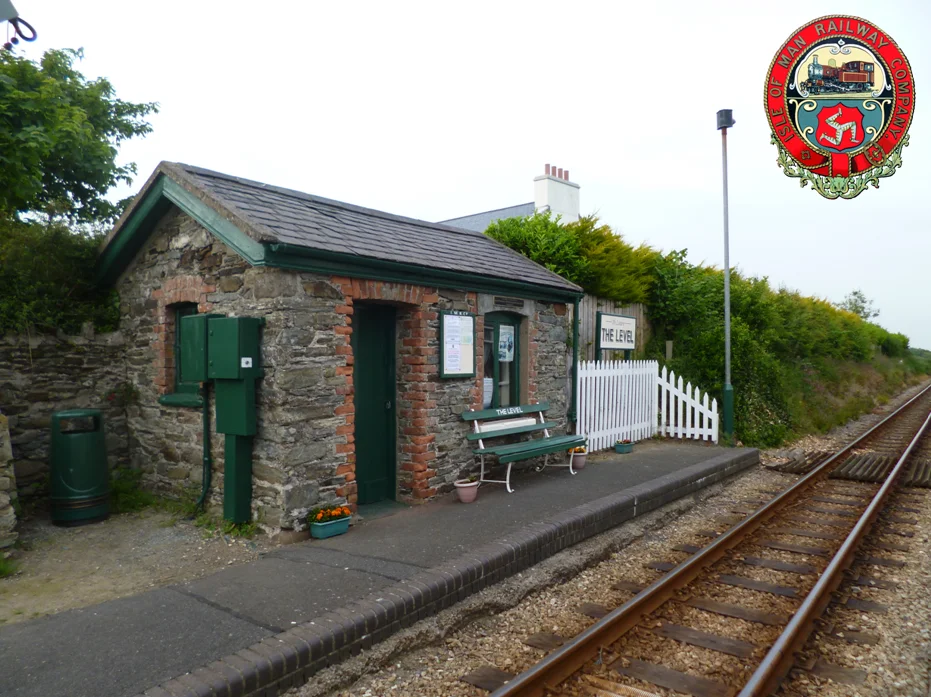 General view of the diminutive request stop/level crossing at The Level on the Isle of Man Railway between Colby and Port St. Mary stations.
