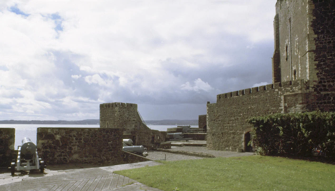 Looking over Belfast Lough from Carrickfergus Castle, Northern Ireland, 1988