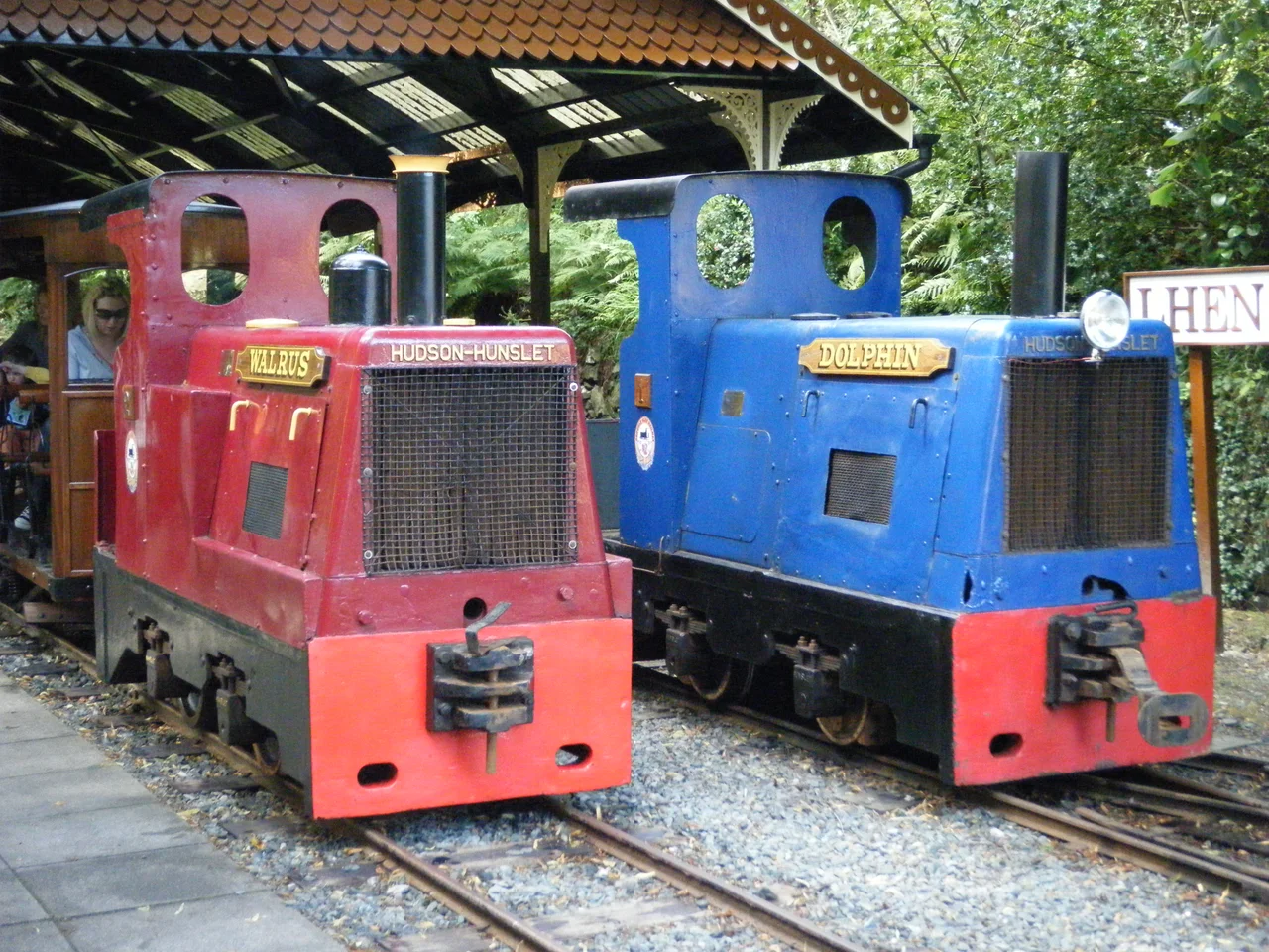 The two resident Hudson-Hunslet diesel locomotives on the Groudle Glen Railway.