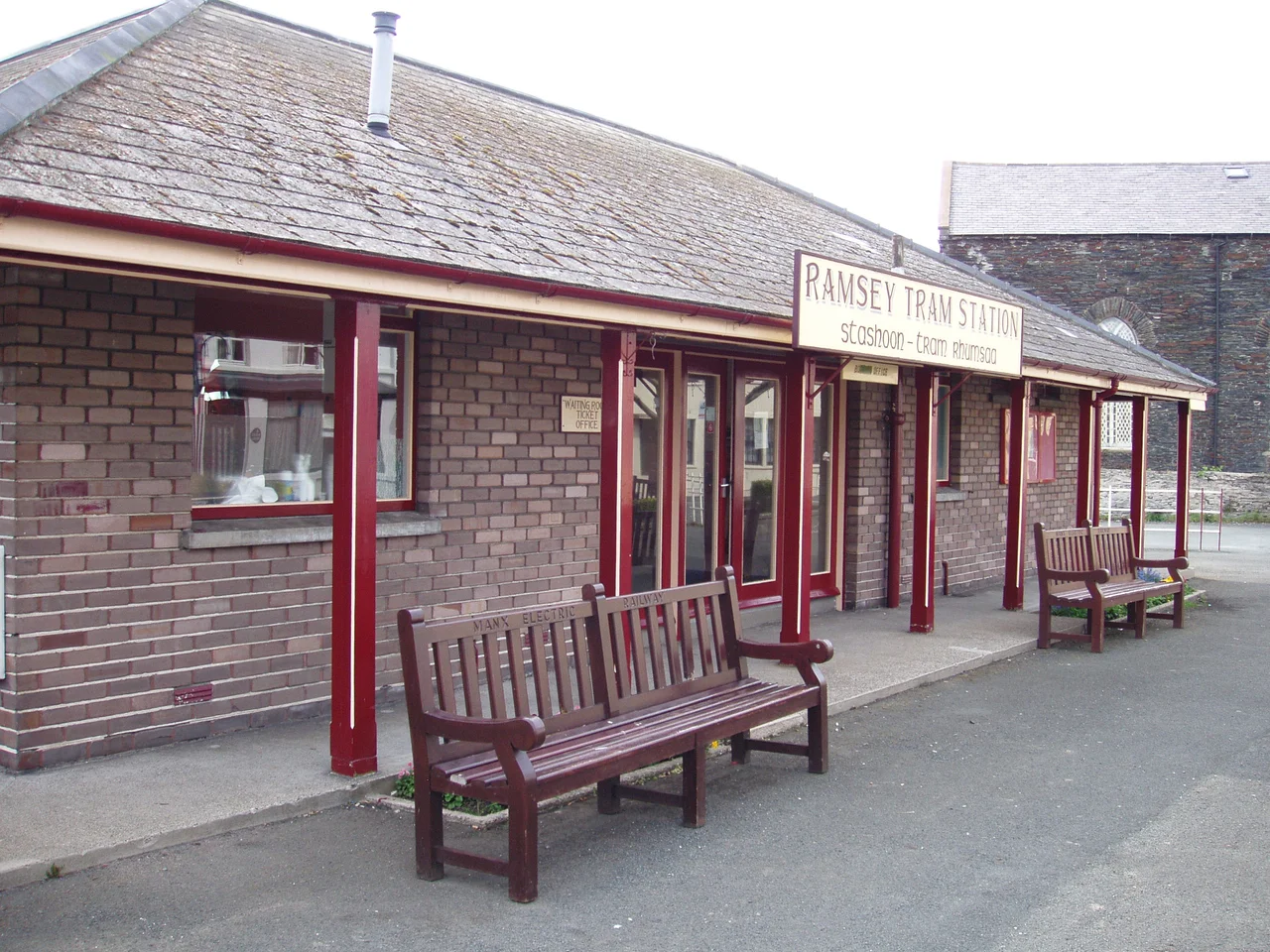 Street side entry to the Ramsey Tram Station. This is the north terminus of the Manx Electric Railway.