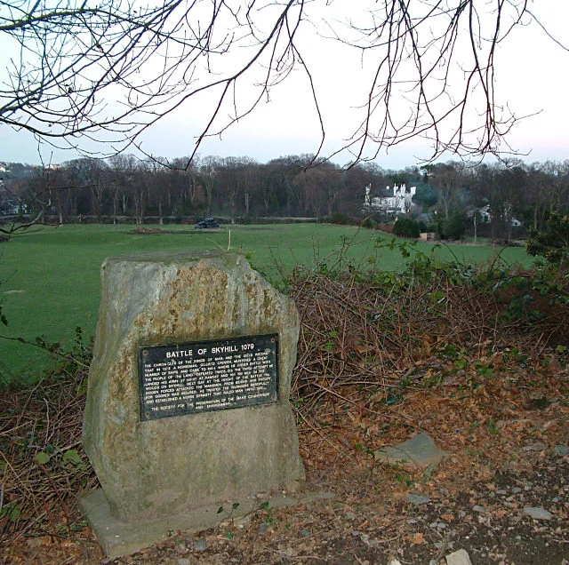 A stone commemorating the 1079 Battle of Skyhill on the Isle of Man