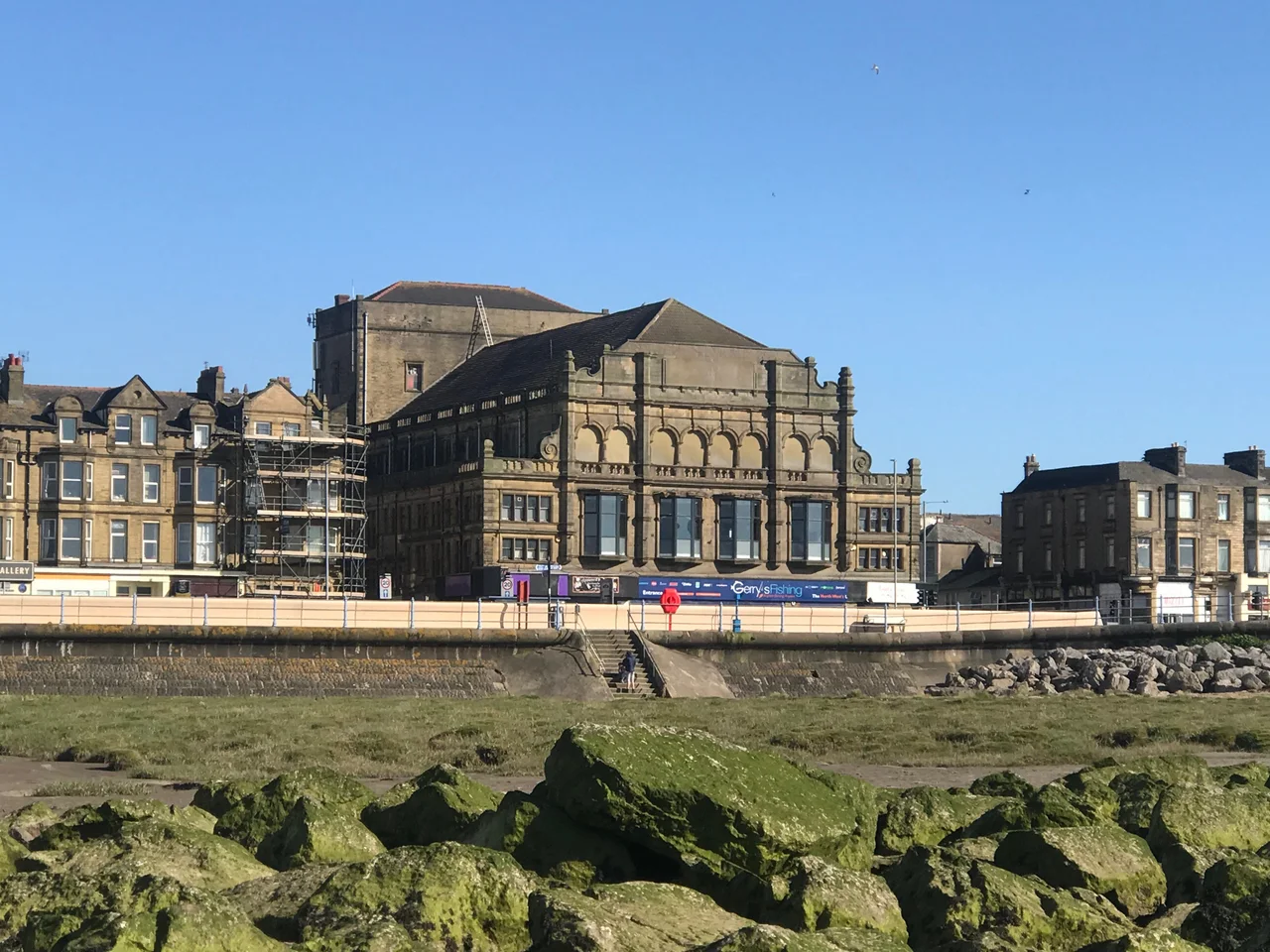 Alhambra Theatre, West End of Morecambe, view from Morecambe Bay