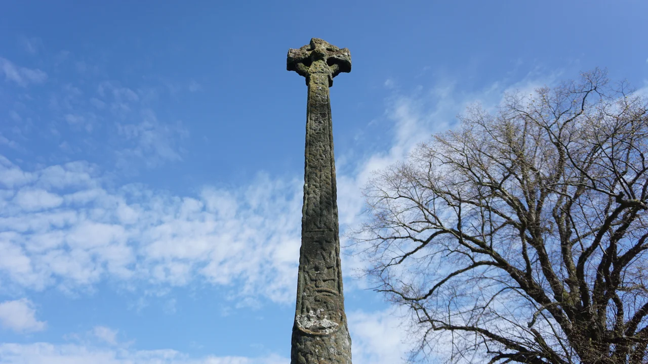 Gosforth Cross, as seen from below and the west.