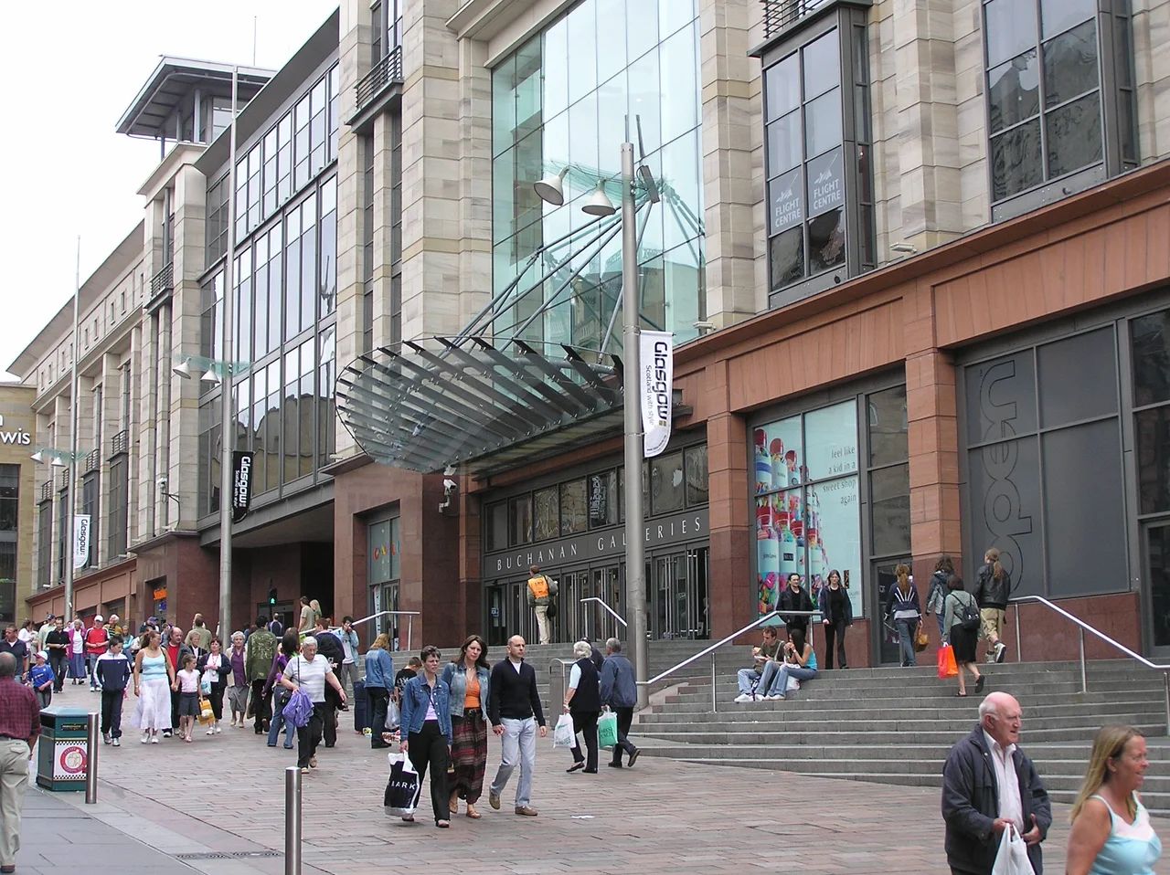 The exterior of the Buchanan Galleries shopping centre on Buchanan Street, Glasgow, Scotland.