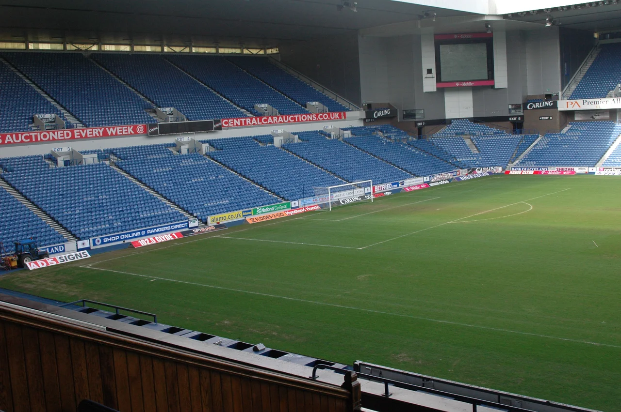 Away dugout at Ibrox Stadium.