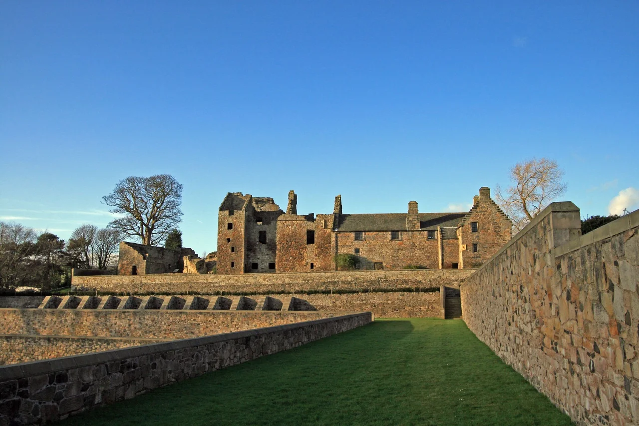 Aberdour Castle, Scotland from the dovecote (or doocot).