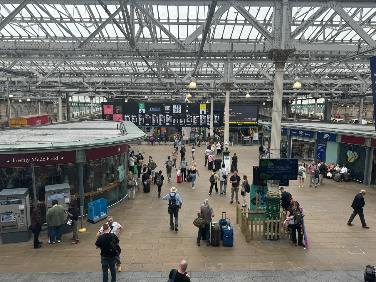 Edinburgh Waverley railway station aerial photograph