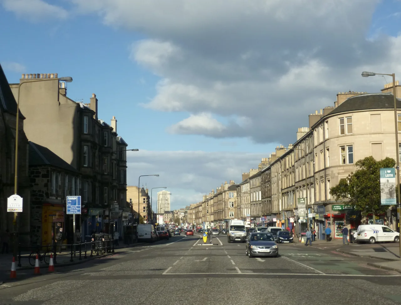 A view looking towards Leith from Pilrig Street and Iona Street.