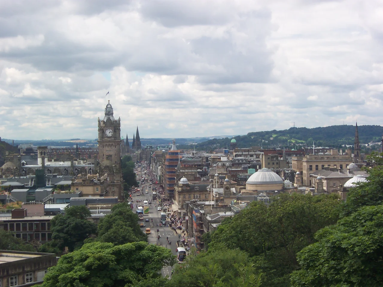 New Town, Edinburgh, looking west along Princes Street from Calton Hill.