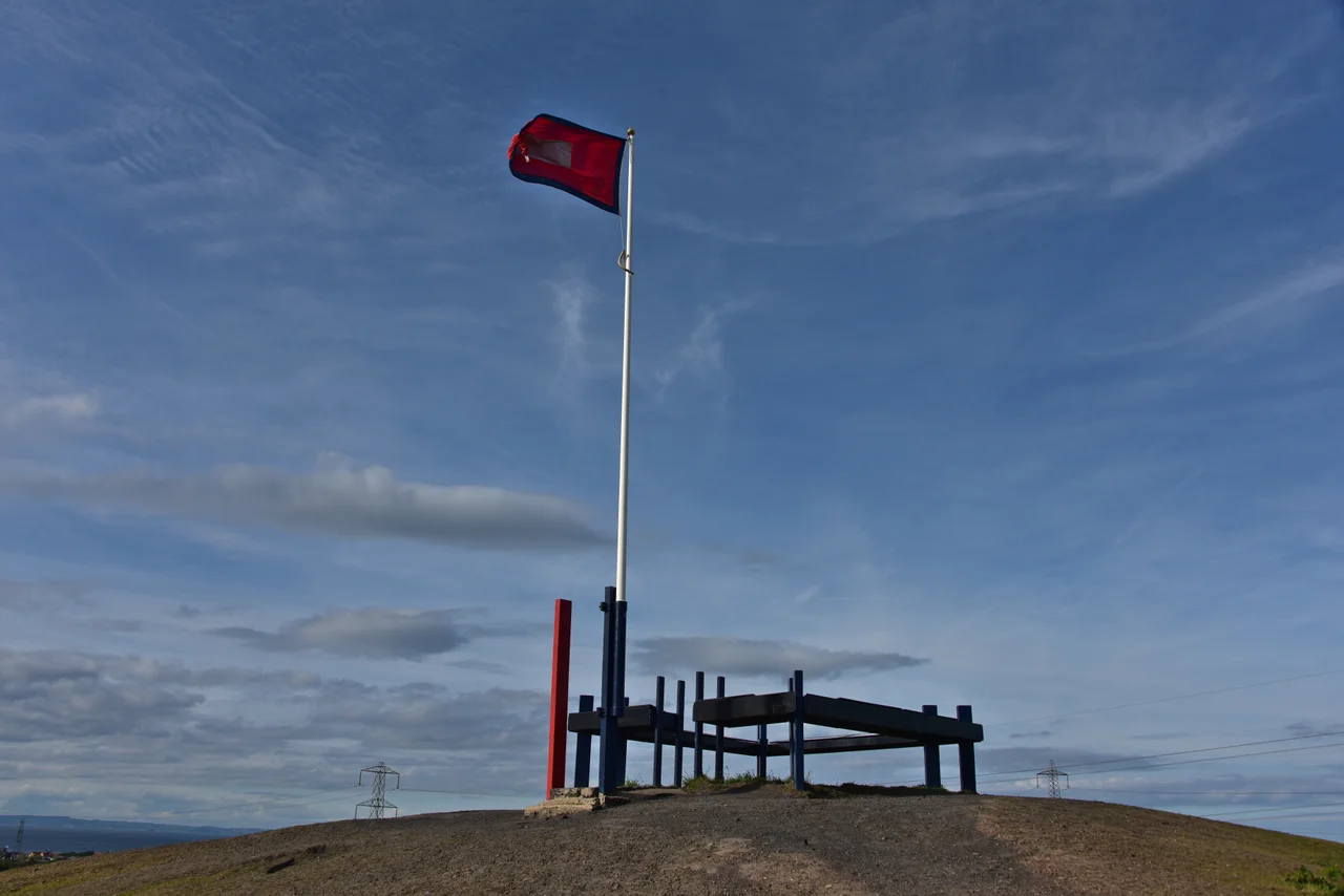 An interpretive installation on a hill in Tranent, overlooking the site of the Battle of Prestonpans.
