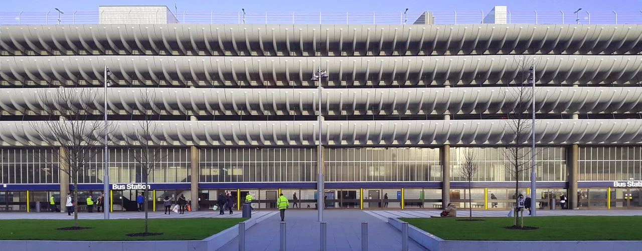 Preston bus station after redevelopment, with the new concourse replacing the western bus bays
