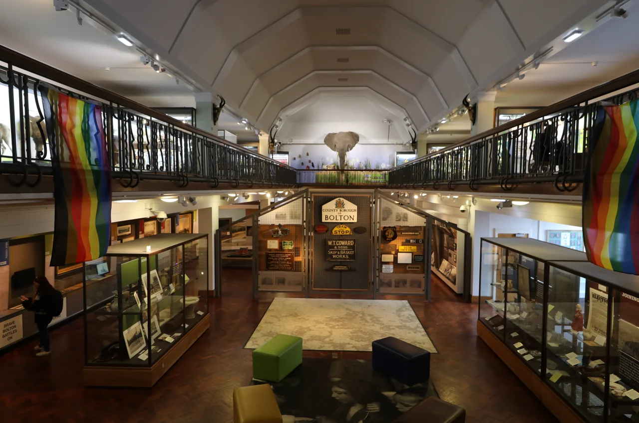 Photo of the interior of the Bolton Lives gallery at Bolton Museum and Art Gallery