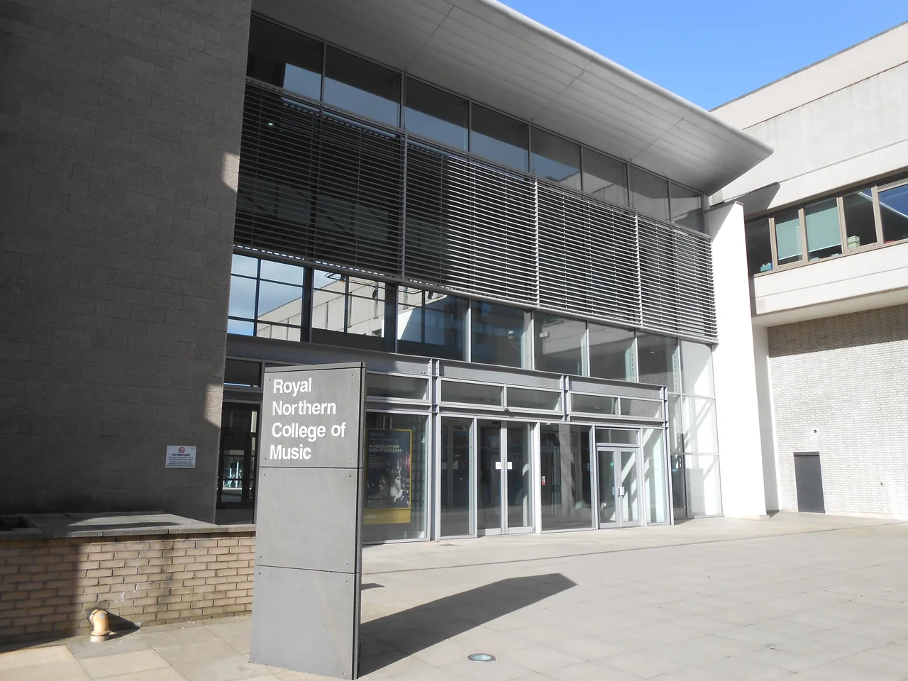 Royal Northern College of Music, Manchester, England. Booth Street West entrance.