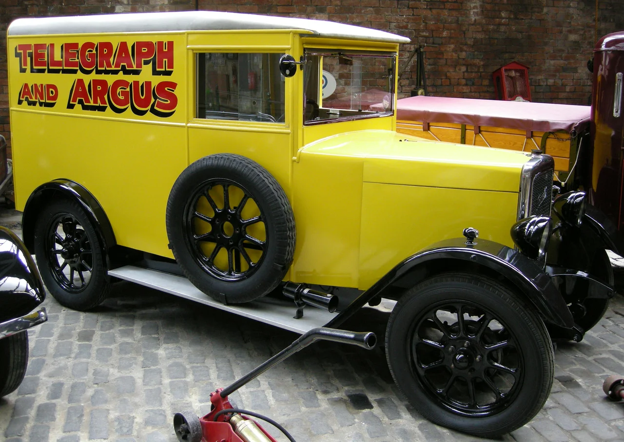 Classic van once used by Bradford Telegraph and Argus, now in Bradford Industrial Museum, Bradford, West Yorkshire, England.