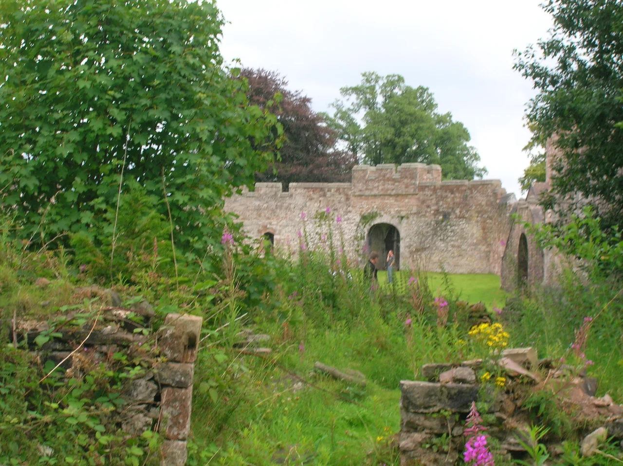Brougham Hall. Penrith, Cumbria. A view of the courtyard from the terrace.