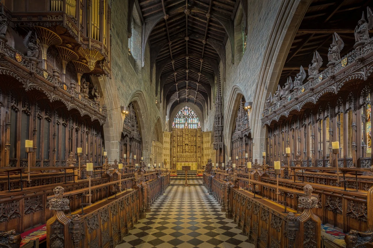 Here is an hdr photograph taken from the choir inside The Cathedral Church of St Nicholas. Located in Newcastle, England, UK.