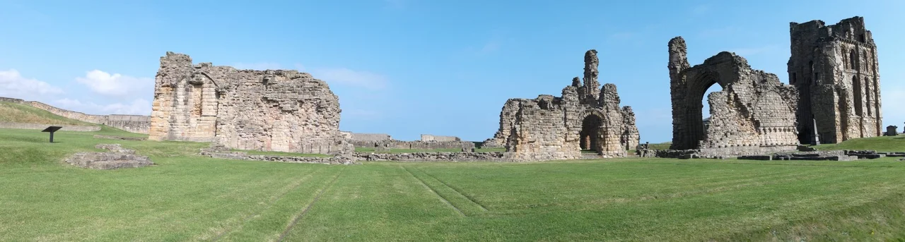 Panoramic photograph of the remains of Tynemouth Priory, Tyne &amp; Wear, England