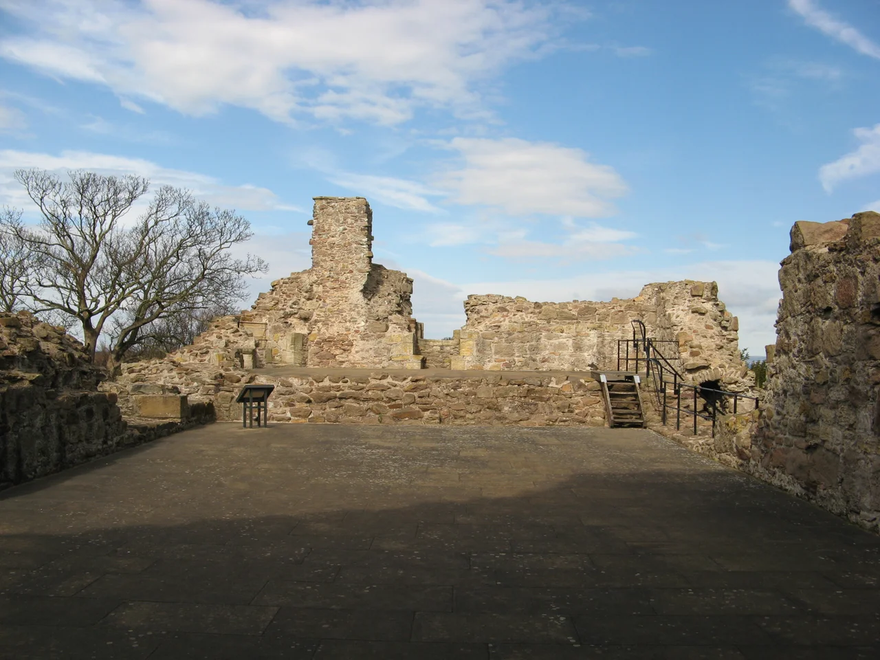 Dirleton Castle, East Lothian, Scotland. Remains of the great hall, within the 14th century east range.