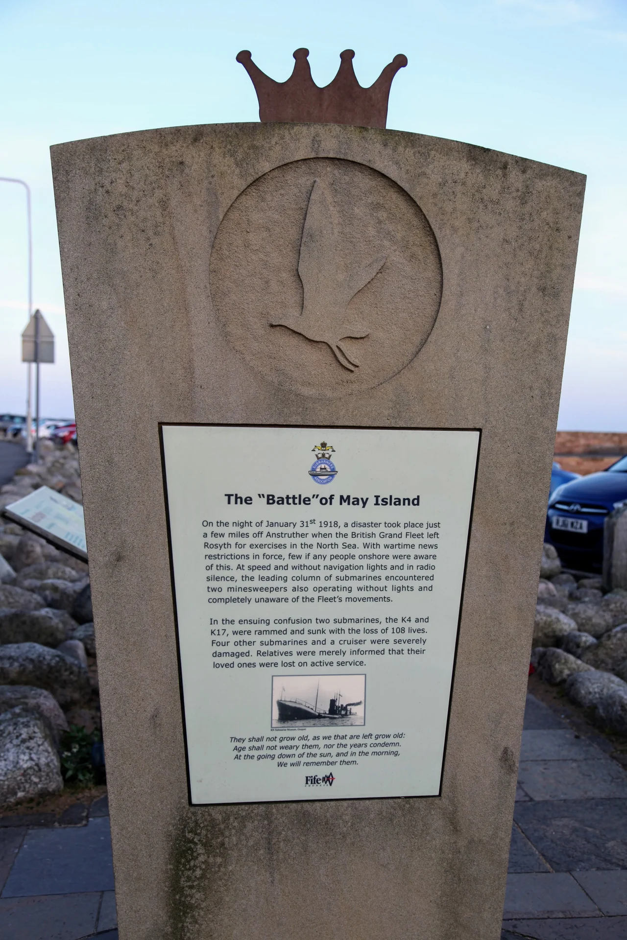 The memorial to the Battle of May Island, Anstruther, Fife