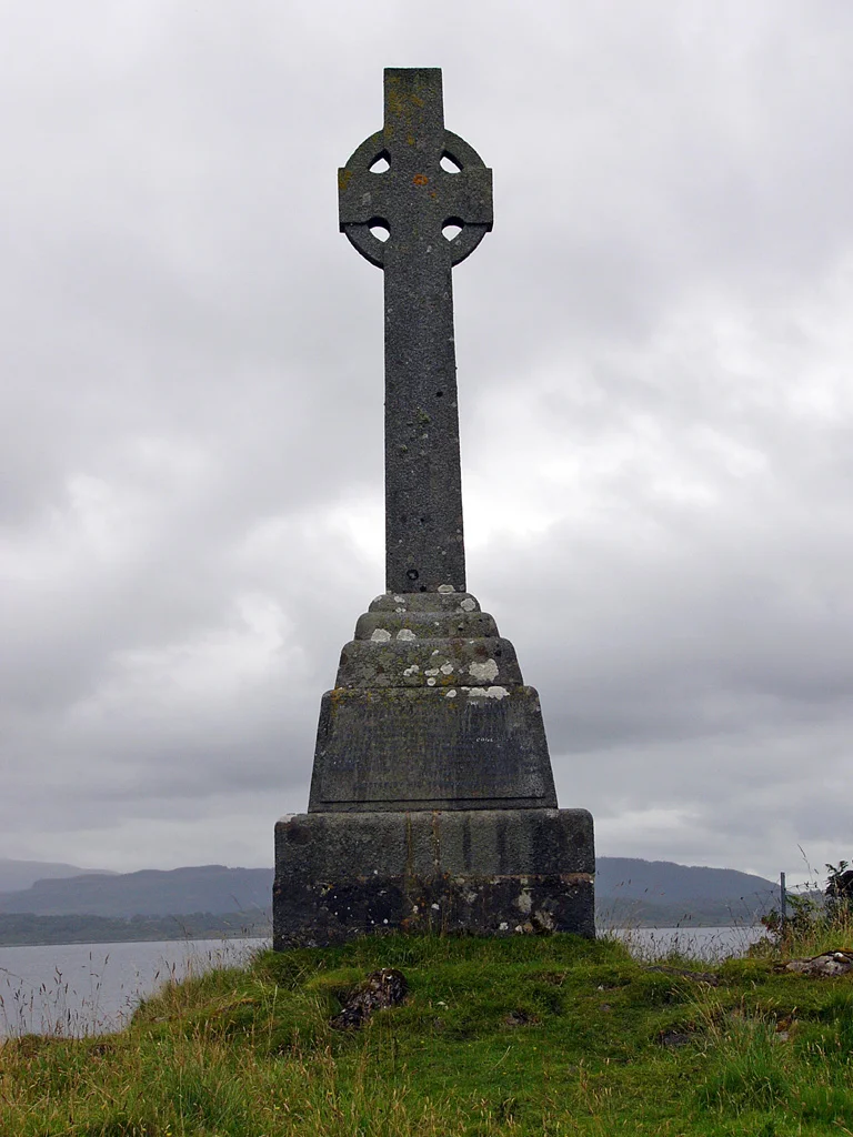 A celtic cross on the shore of Lismore, Scotland