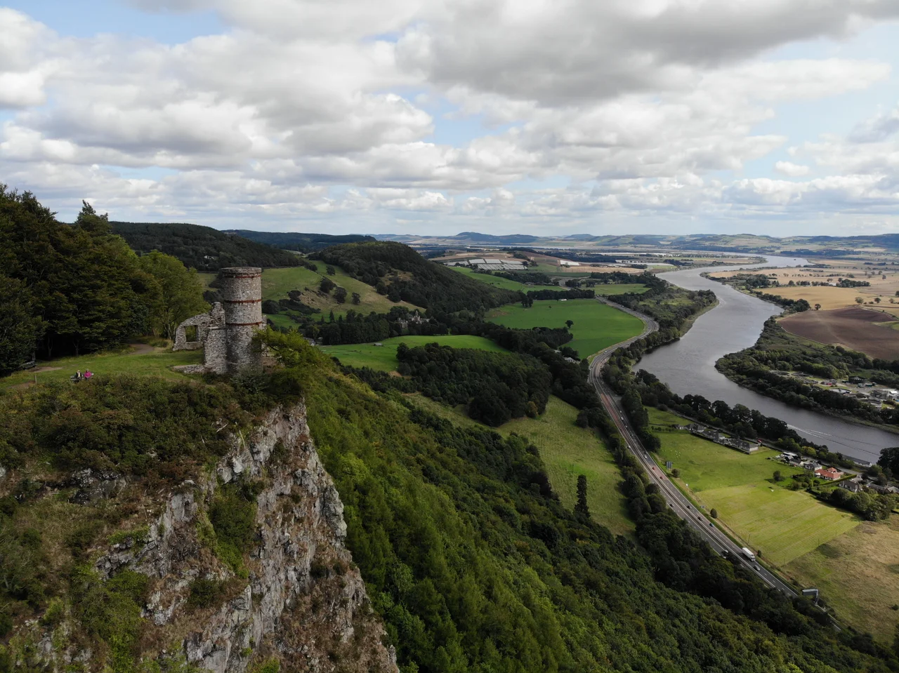 A view of Kinnoull Tower with the River Tay in the background