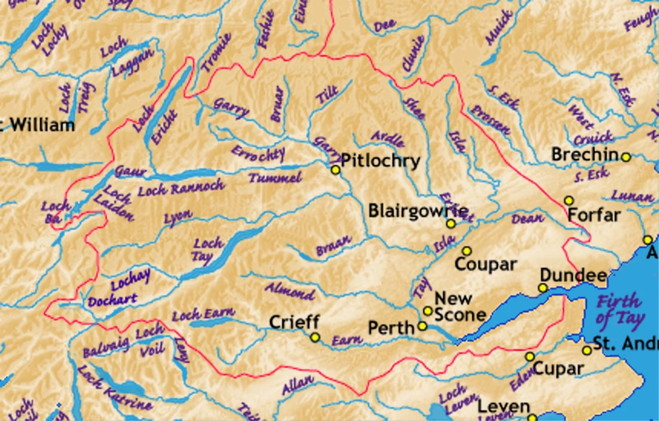Tributaries of the River Tay catchment