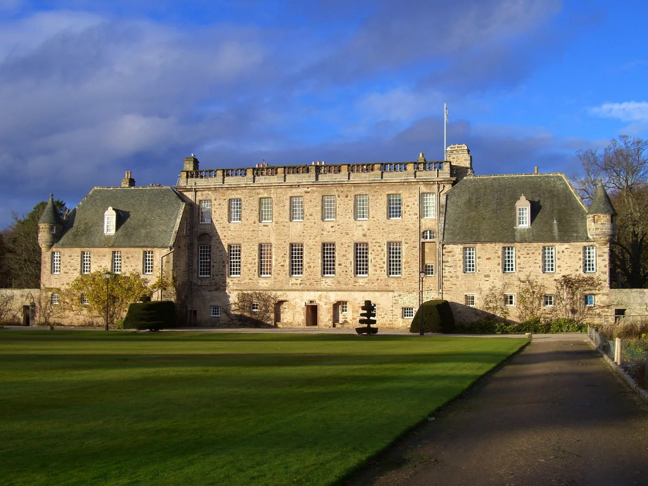 Gordonstoun House, Scotland, from the South Lawn on an Autumn Afternoon