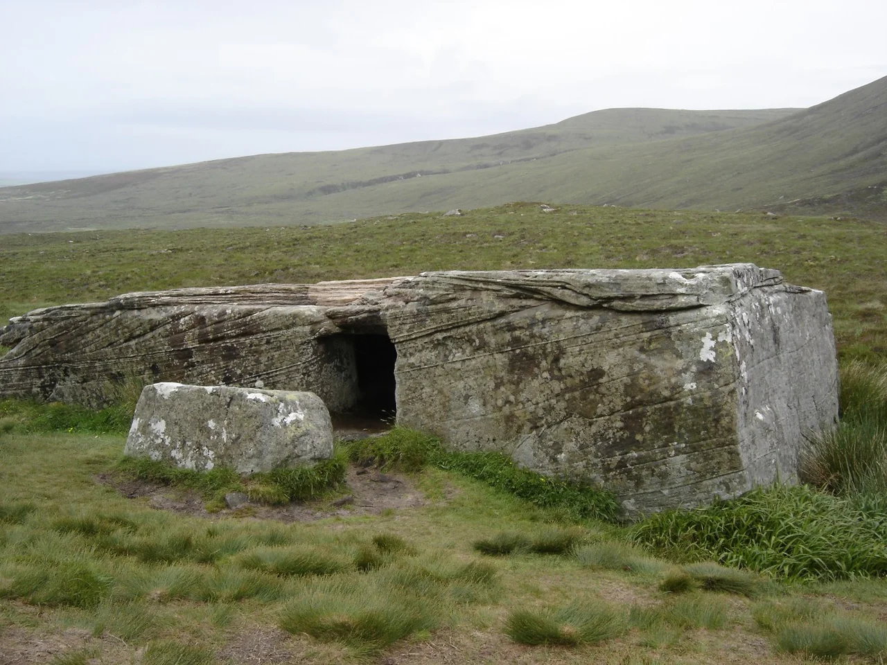 The so called 'Dwarfie Stane' (Dwarf's Stone) on the Island of Hoy, Orkney Islands, Scotland