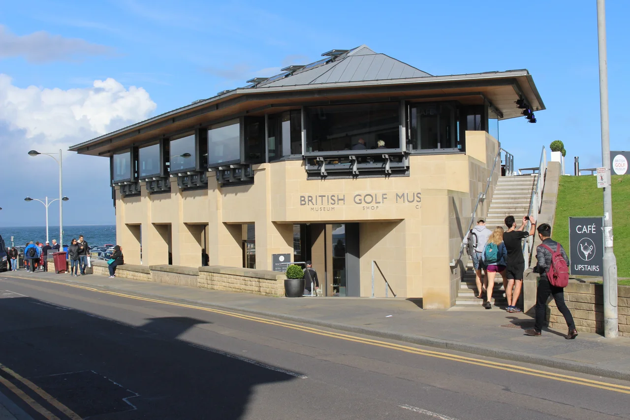 Photographer's description: "Next to the Old Course Hotel St.Andrews, this museum is mostly beneath street level."  The R&amp;A owns and operates the British Golf Museum, not the Royal and Ancient Golf Club of St Andrews.