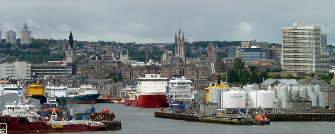 Aberdeen Harbour and skyline from Balnagask