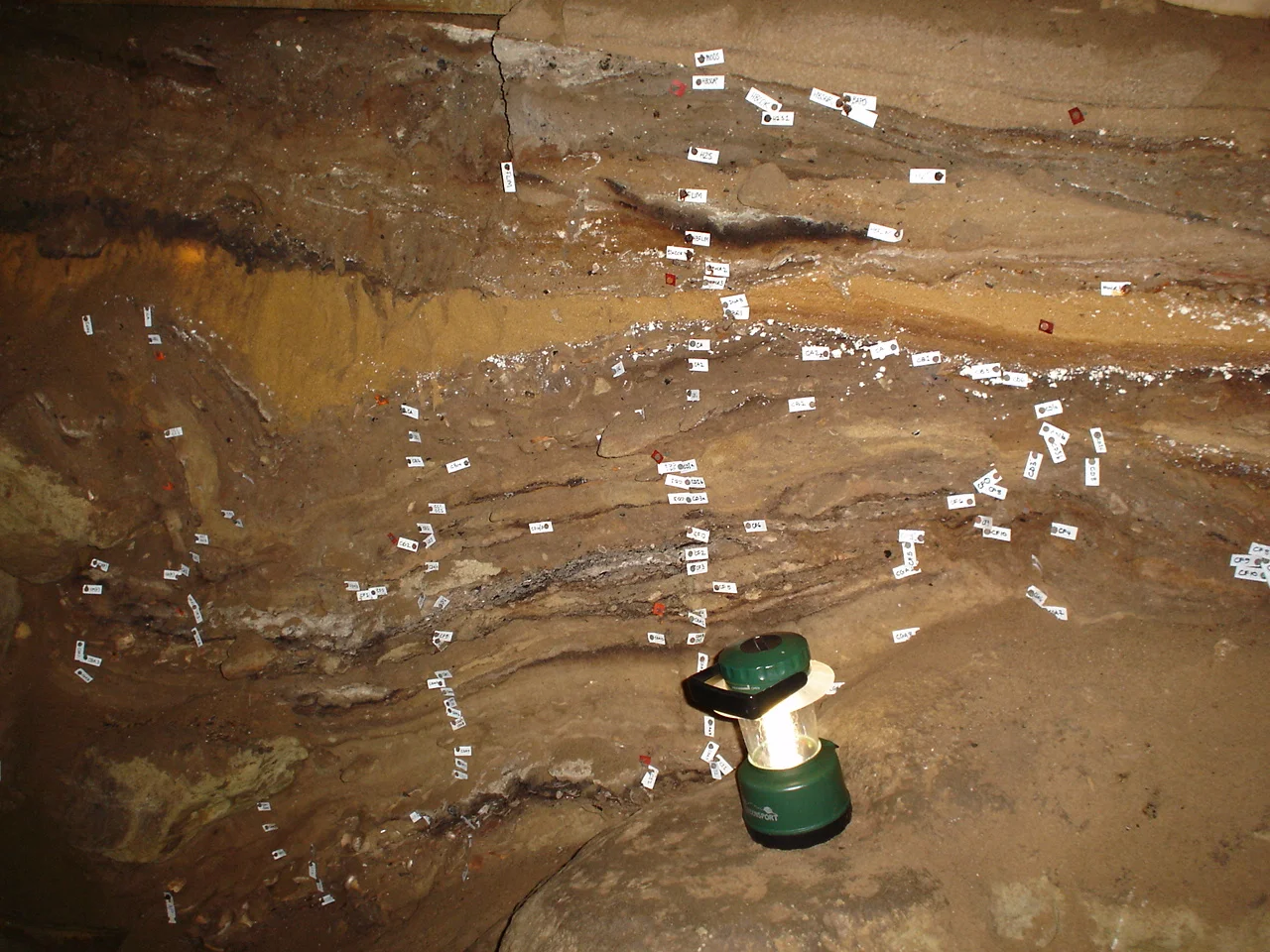 Deposit layers at Blombos Cave, South Africa