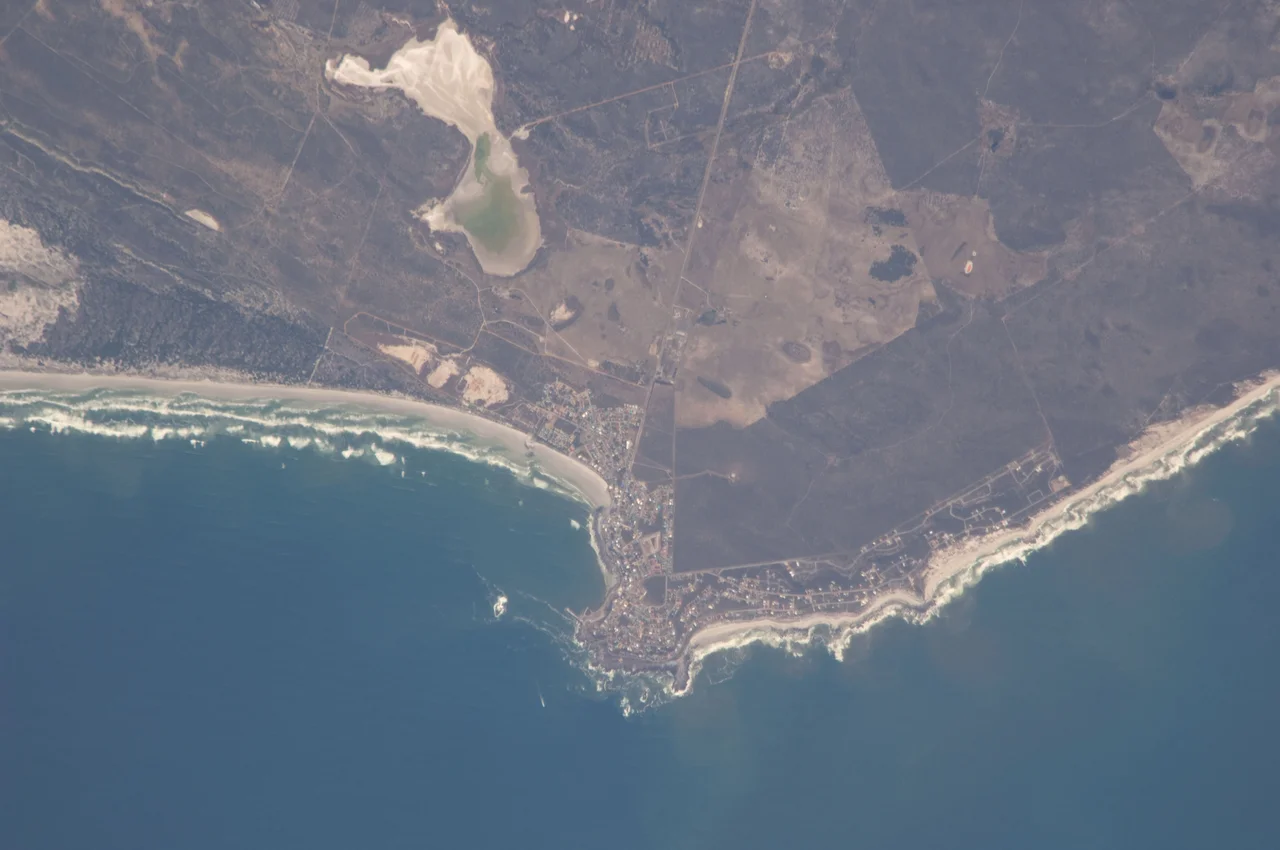The town of Yzerfontein in South Africa, seen from the harbour