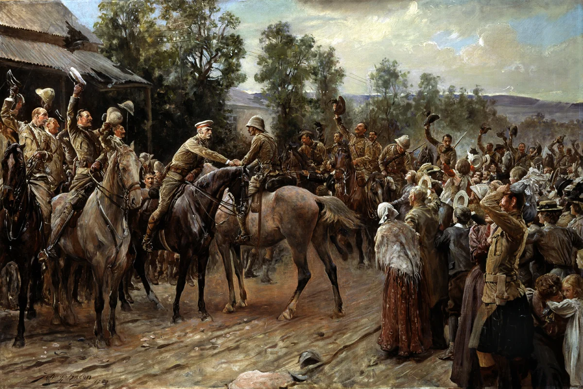 Meeting of the defenders and the relief column during the raising of the siege of Ladysmith on 28 February 1900 during the Second Boer war