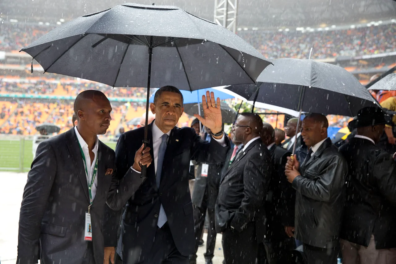 President Obama makes his way off the soccer stadium field following his remarks. (Official White House Photo by Pete Souza)