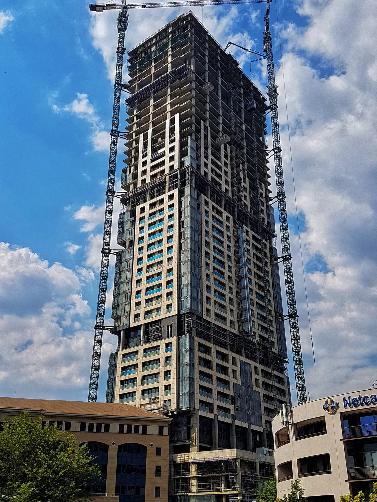 View from the intersection of Maude and West Streets, Sandton, Johannesburg.