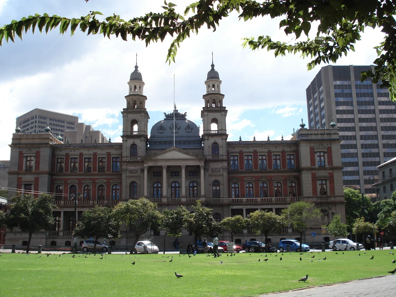 Southern facade of the Palace of Justice, Church Square, Pretoria. Its foundation stone was laid by Paul Kruger in 1897. It is currently the headquarters of the Gauteng Division of the High Court of South Africa. The Rivonia trial where Nelson Mandela, amongst others, was sentenced to life imprisonment was heard here in 1963/4.