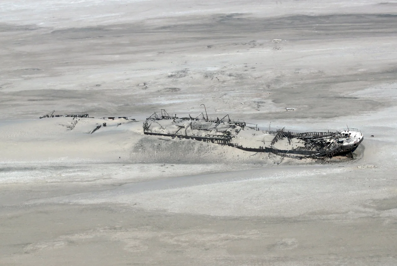 Wreck of the ship Eduard Bohlen that ran aground off the coast of Namibia's Skeleton Coast on September 5, 1909