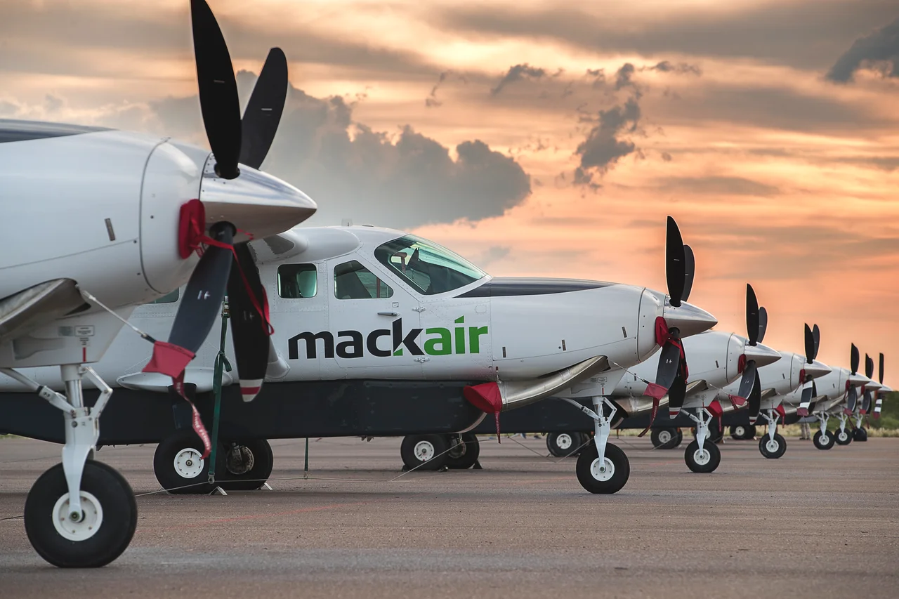 Mack Air aircraft lined up in Maun, Botswana