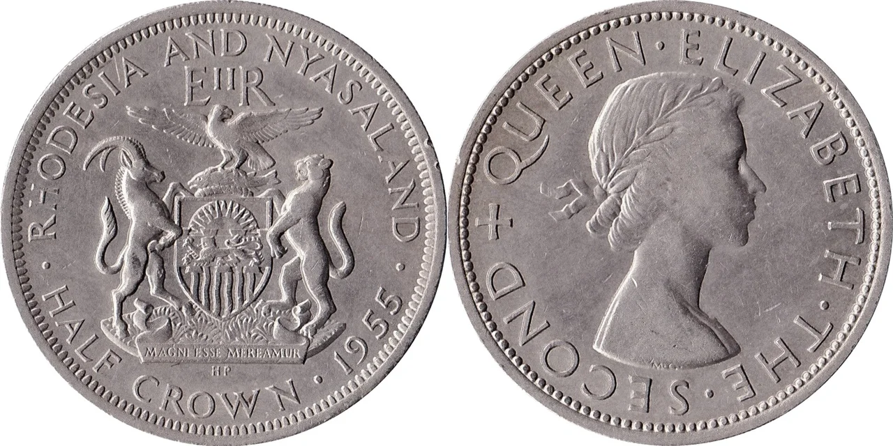 Coin from Rhodesia and Nyasaland - half crown, 1955