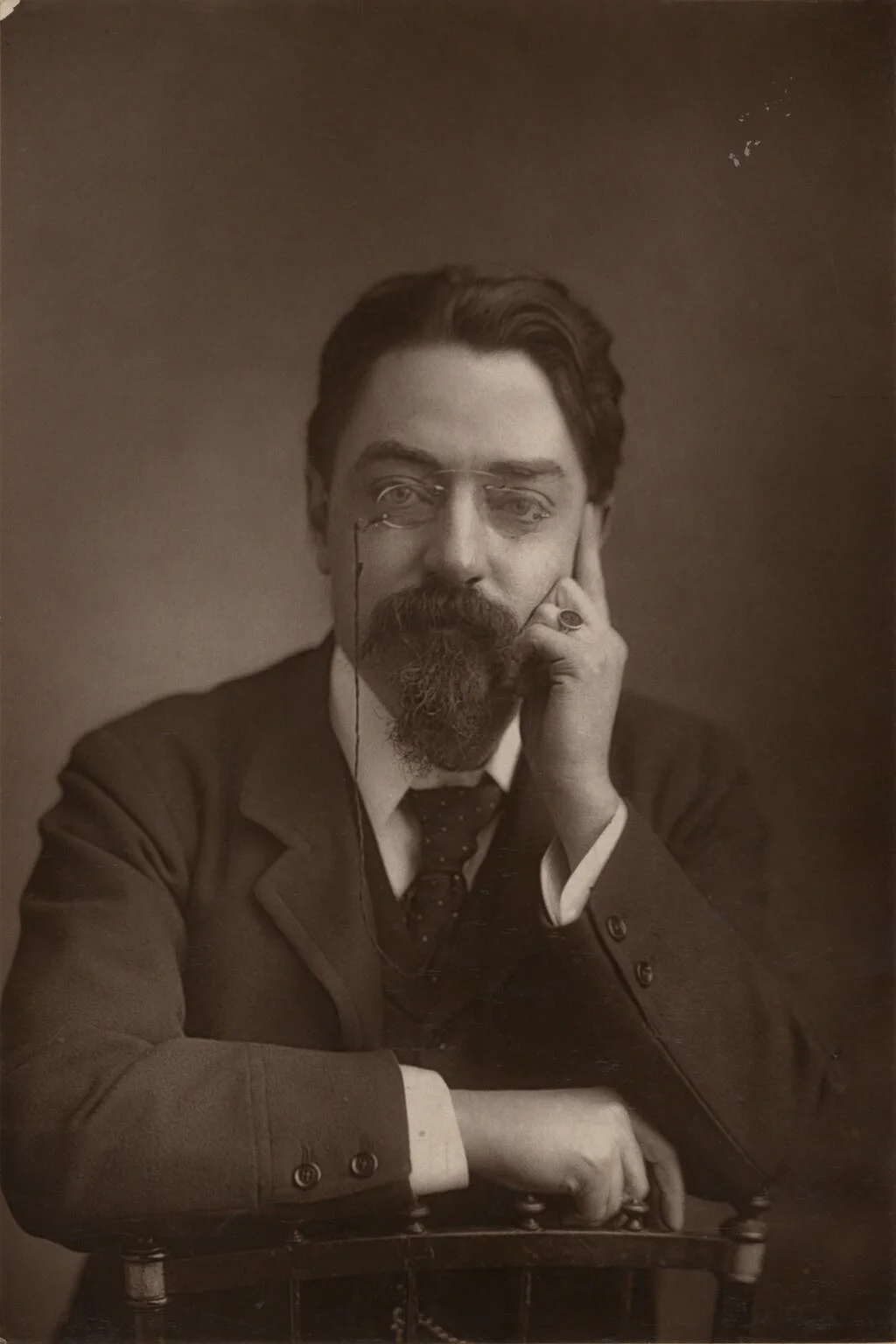 Photograph of Sidney James Webb, Baron Passfield by W. & D. Downey, published by Cassell & Company, Ltd in 1893.
