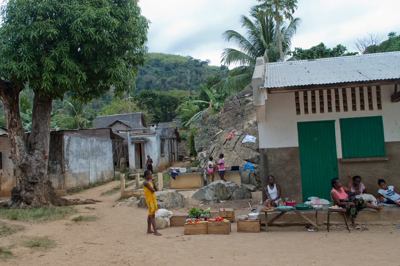 View of a village on the island of Nosy Komba, Madagascar