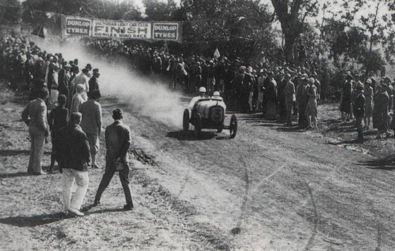 The Austin 7 of Arthur Waite contesting the 1928 100 Miles Road Race at the Phillip Island road circuit in Victoria, Australia. The race, which was later to be recognised as the first Australian Grand Prix, was won by this entry.