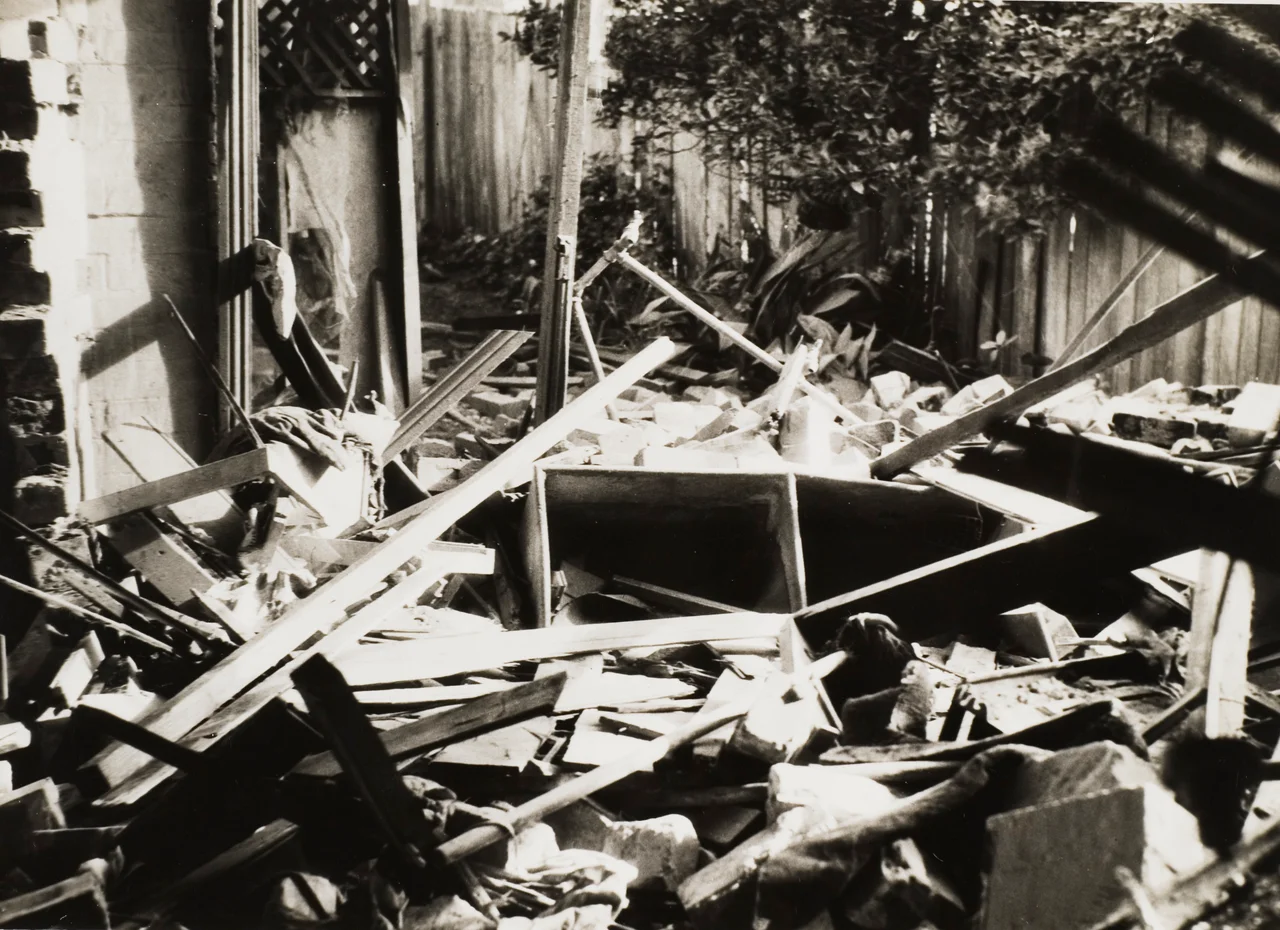 House shelled by Japanese submarines, 4 or 6 Bradley Avenue, Bellevue Hill, Sydney, 1942, from vintage print, State Library of New South Wales,  PXE 1281