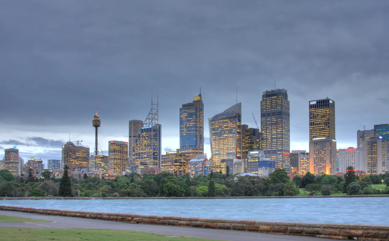 City of Sydney during sunset from the Domain