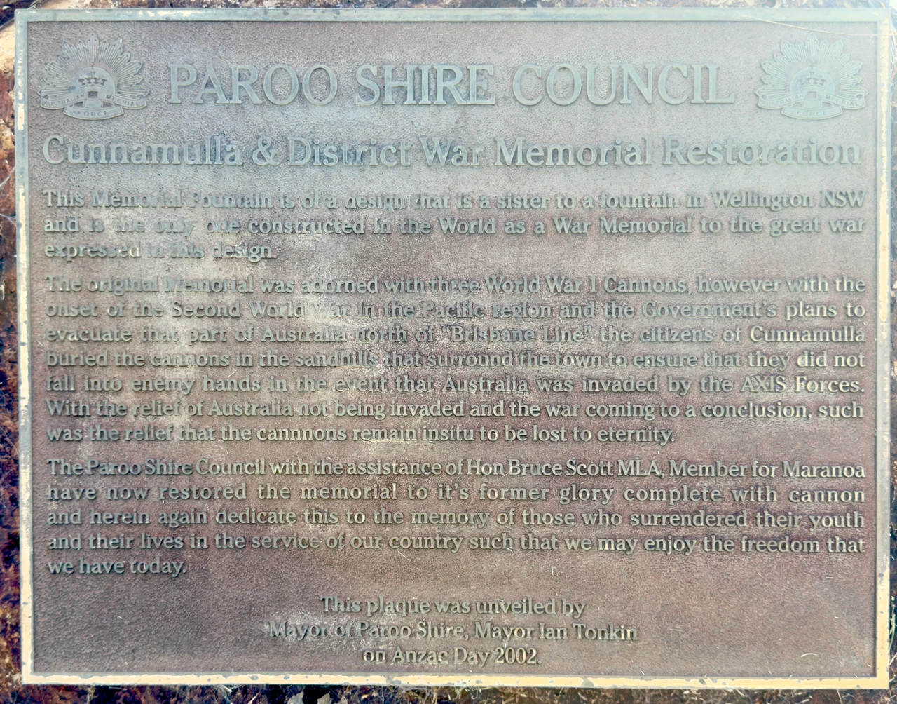 Cunnamulla War Memorial.