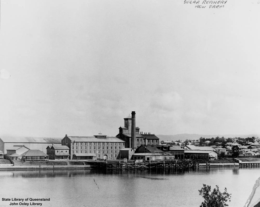Colonial Sugar Refinery, New Farm, Brisbane, ca. 1902
The Colonial Sugar Refinery on the bank of the Brisbane River at New Farm, ca. 1902.