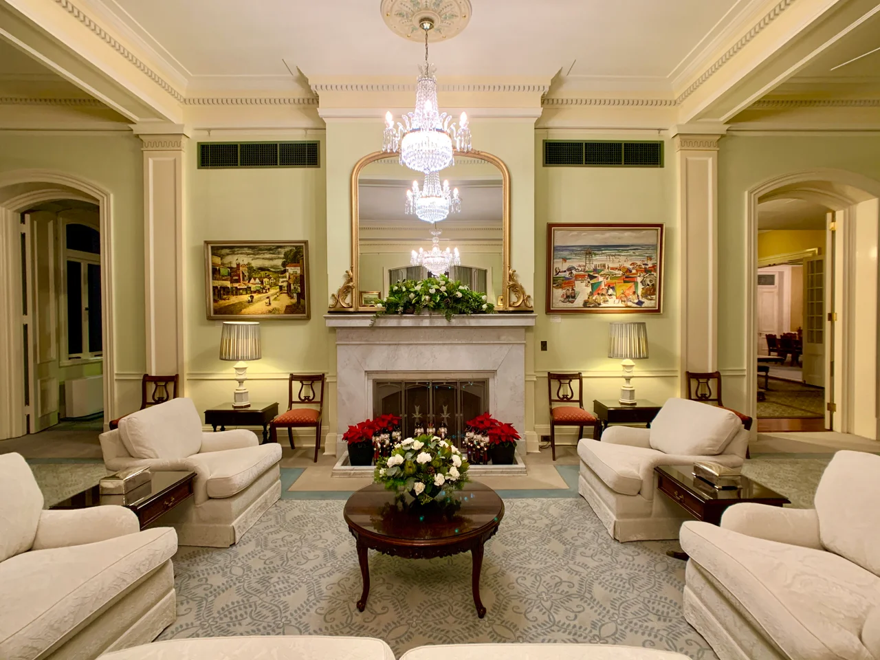 Christmas decorations in the Reception Room, Government House, Brisbane, Australia, 2019